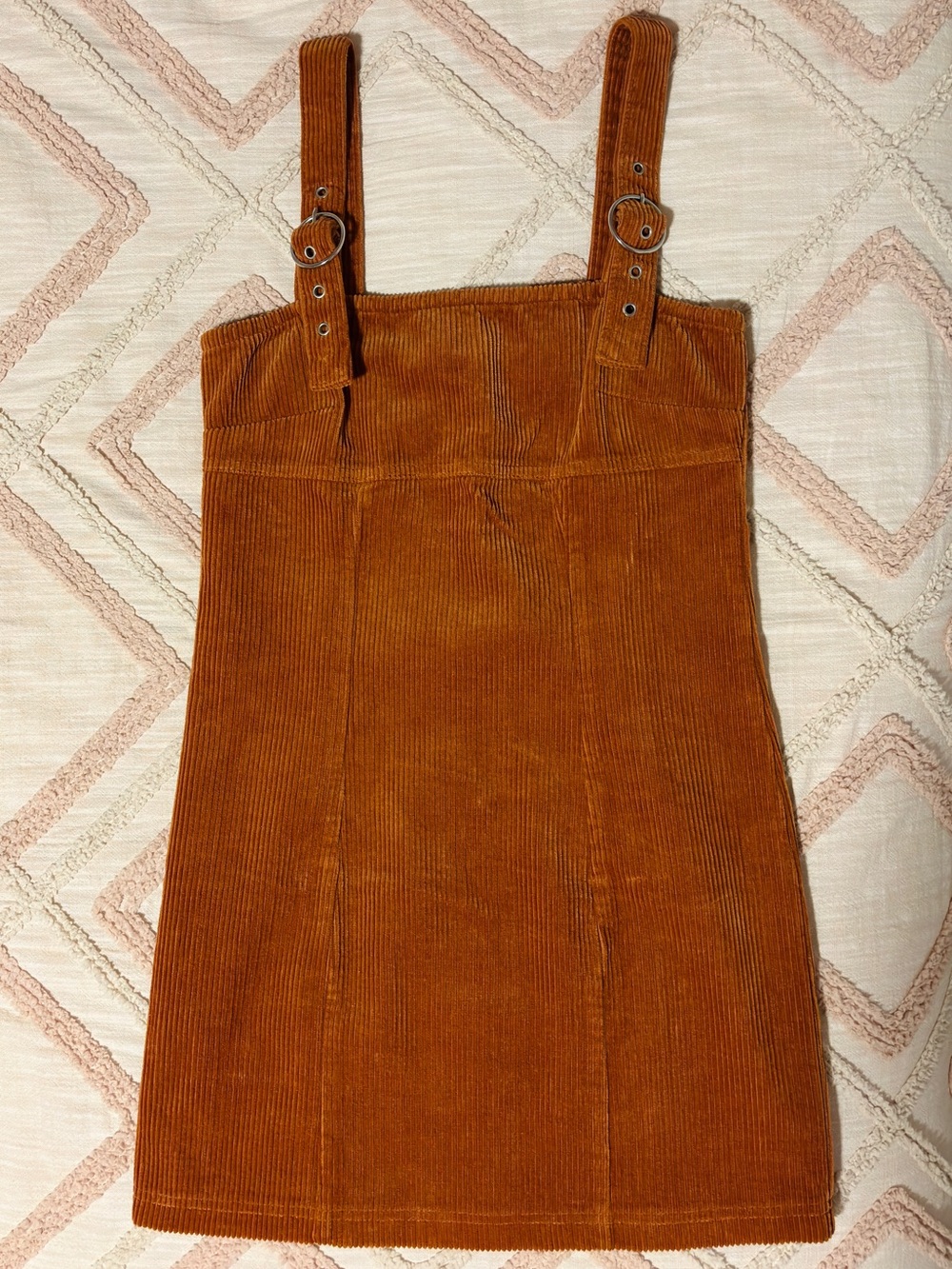 Corduroy Orange/ Brown Dress with Buckle Strap